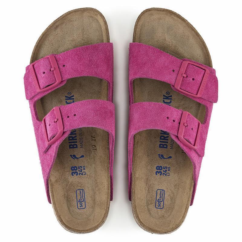 Birkenstock Soft Footbed Ruskind Læder Arizona Dame Lilla | DK 90QMA